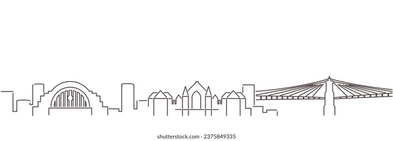 Cincinnati Dark Line Simple Minimalist Skyline With White Background
