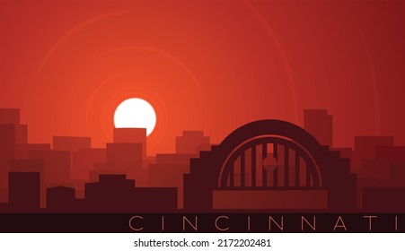 Cincinnati Low Sun Skyline Scene