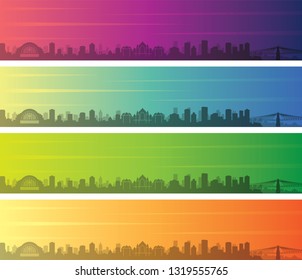 Cincinnati Multiple Color Gradient Skyline Banner