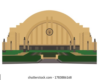 Cincinnati Museum Center At Union Terminal. Translate : This Is A Museum Center Vector With Colored 