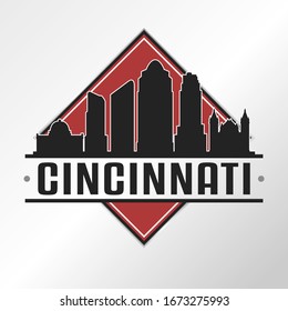 Cincinnati, OH, USA Skyline Logo. Adventure Landscape Design Vector Illustration.