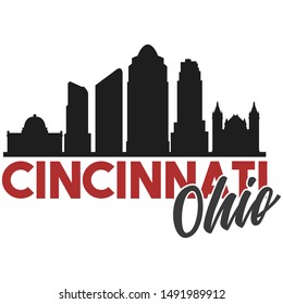 Cincinnati Ohio City Skyline Souvenir Travel Vector Art Design Tourism.