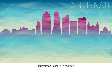 Cincinnati Ohio City vector Skyline Silhouette. Broken Glass Abstract Geometric Dynamic Textured. Banner Background. Colorful Shape Composition.