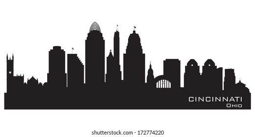 Cincinnati Ohio Skyline Detaillierte Vektorsilhouette