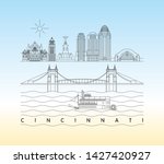 Cincinnati, Ohio skyline vector illustration and typography design