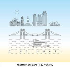Cincinnati, Ohio skyline vector illustration and typography design