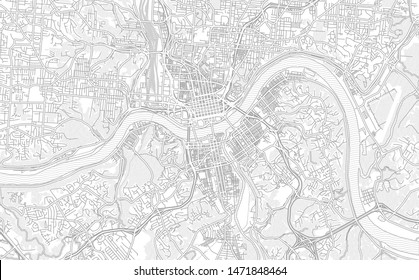 Cincinnati, Ohio, USA, bright outlined vector map with bigger and minor roads and steets created for infographic backgrounds.