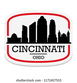 Cincinnati Ohio USA Label Stamp Icon Skyline City Design Tourism