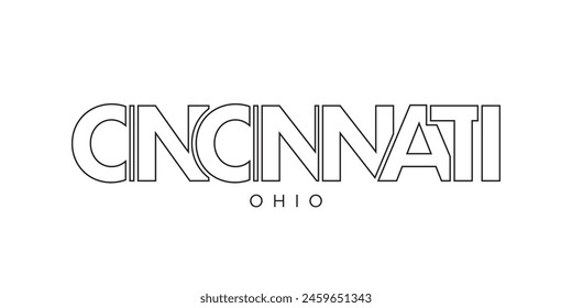 Cincinnati, Ohio, EE.UU. diseño de eslogan de tipografía. Logotipo de América con letras gráficas de ciudad para impresión y Web.