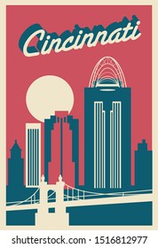 Cincinnati Ohio USA urban skyline vector illustration