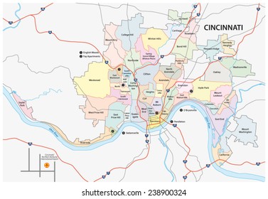 Cincinnati Road And Neighborhood Map