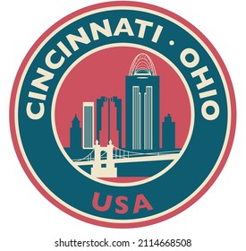 Cincinnati round skyline vector illustration