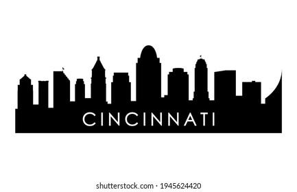 Cincinnati skyline silhouette. Black Cincinnati city design isolated on white background. 