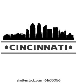 Cincinnati Skyline Silhouette Skyline Stamp Vector City Design