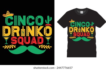 Cinco brinko squad, Cinco de mayo typography vector t-shirt design. Cinco de mayo t-shirt design with motivational quote. T shirt design template, vector design and any print, Illustration, clothes.