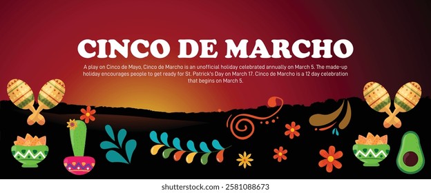 cinco de marcho. cinco de marcho creative banner, poster, social media post, postcard, background, template, greetings card, web banner, flyer, cover design etc. 