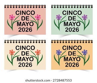 Cinco de Mayo 2026 Floral Calendar Design with Colorful Mexican Holiday Illustration.