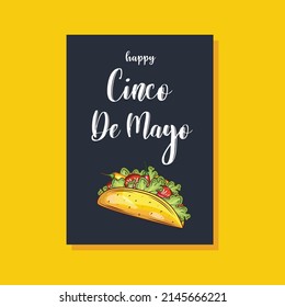 Cinco de mayo.May 5, federal holiday in Mexico. Poster with grunge texture and tacos. Cartoon style. Vector banner.