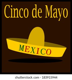 Cinco de Mayo (5th of May) holiday graphic design with sombrero