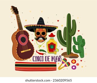 Cinco de Mayo. 5-th of May, mexican federal holiday. Vector set.