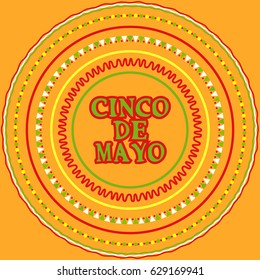 Cinco de Mayo. 5th of May. Poster with a decorative round frame of traditional patterns. Vector illustration