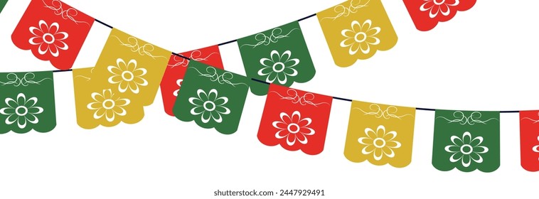 Cinco De Mayo announcing poster template. Ornate lettering, sombreros and cactuses. Mexican style rich ornamented border. Vector illustration. EPS 10