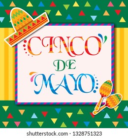 Cinco de mayo background design with sombrero and maracas.