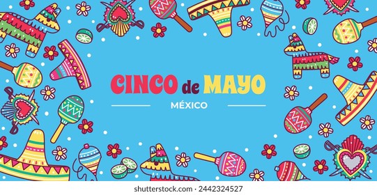 Cinco de mayo background. Happy Cinco de mayo Fiesta. Cinco de mayo celebration. May 5. Cartoon Vector illustration design for Poster, Banner, Flyer, Card, Post, Cover, Greeting. Mexican holiday.