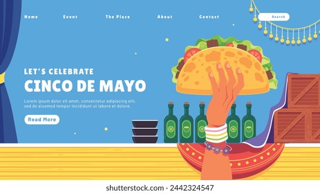 Cinco de mayo background. Happy Cinco de mayo Fiesta. Cinco de mayo celebration. May 5. Cartoon Vector illustration design for Poster, Banner, Flyer, Card, Post, Cover, Greeting. Mexican holiday.