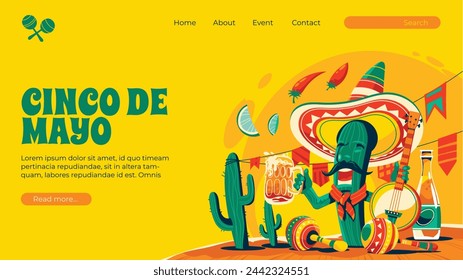 Cinco de mayo background. Happy Cinco de mayo Fiesta. Cinco de mayo celebration. May 5. Cartoon Vector illustration design for Poster, Banner, Flyer, Card, Post, Cover, Greeting. Mexican holiday.