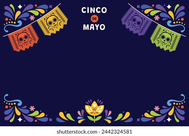 Fondo del Cinco de Mayo. Feliz Fiesta del Cinco de Mayo. Celebración del Cinco de Mayo. 5 de mayo. Diseño de ilustración vectorial de dibujos animados para póster, banner, volante, tarjeta, poste, cubierta, saludo. Fiesta mexicana.