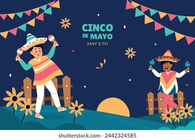 Cinco de mayo background. Happy Cinco de mayo Fiesta. Cinco de mayo celebration. May 5. Cartoon Vector illustration design for Poster, Banner, Flyer, Card, Post, Cover, Greeting. Mexican holiday.