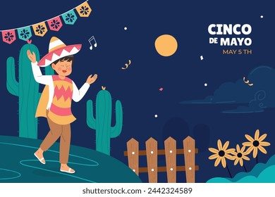 Cinco de mayo background. Happy Cinco de mayo Fiesta. Cinco de mayo celebration. May 5. Cartoon Vector illustration design for Poster, Banner, Flyer, Card, Post, Cover, Greeting. Mexican holiday.