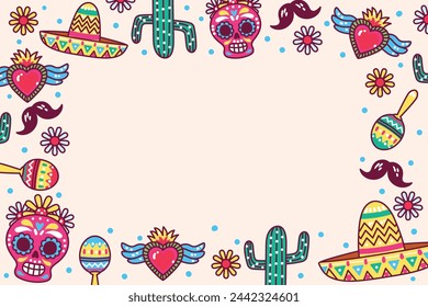 Cinco de mayo background. Happy Cinco de mayo Fiesta. Cinco de mayo celebration. May 5. Cartoon Vector illustration design for Poster, Banner, Flyer, Card, Post, Cover, Greeting. Mexican holiday.