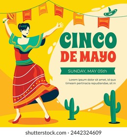 Cinco de mayo background. Happy Cinco de mayo Fiesta. Cinco de mayo celebration. May 5. Cartoon Vector illustration design for Poster, Banner, Flyer, Card, Post, Cover, Greeting. Mexican holiday.