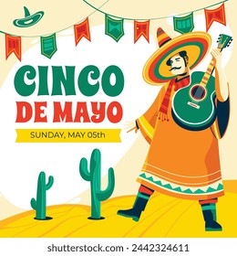 Cinco de mayo background. Happy Cinco de mayo Fiesta. Cinco de mayo celebration. May 5. Cartoon Vector illustration design for Poster, Banner, Flyer, Card, Post, Cover, Greeting. Mexican holiday.