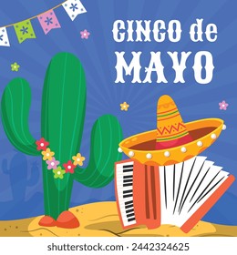 Cinco de mayo background. Happy Cinco de mayo Fiesta. Cinco de mayo celebration. May 5. Cartoon Vector illustration design for Poster, Banner, Flyer, Card, Post, Cover, Greeting. Mexican holiday.