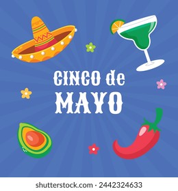 Cinco de mayo background. Happy Cinco de mayo Fiesta. Cinco de mayo celebration. May 5. Cartoon Vector illustration design for Poster, Banner, Flyer, Card, Post, Cover, Greeting. Mexican holiday.