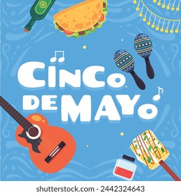 Cinco de mayo background. Happy Cinco de mayo Fiesta. Cinco de mayo celebration. May 5. Cartoon Vector illustration design for Poster, Banner, Flyer, Card, Post, Cover, Greeting. Mexican holiday.