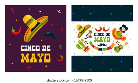 Cinco de mayo background illustration vector. Mexican event background illustration vector