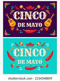 cinco de mayo background illustration flat design set