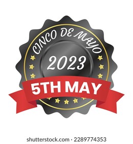 Cinco de Mayo badge, label, sticker, seal, stamp, vector illustration