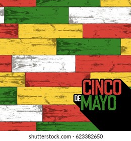 Cinco de Mayo badge and seamless wooden pattern. Cinco de Mayo holiday wooden colored background.