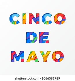 cinco de mayo banner design layout with paper cut colorful layered text for greeting cards, posters, invitations, brochures