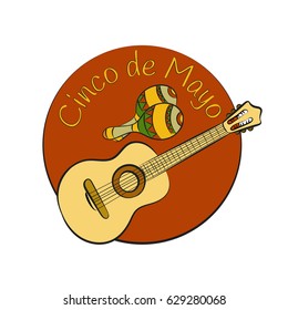 Cinco De Mayo banner with guitar and maracas