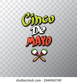 Cinco de Mayo banner with hand drawn calligraphy lettering. Mexican fiests holiday vector background. Cinco de Mayo calligraphic greeting card or icon