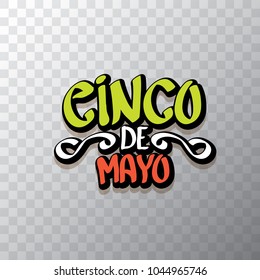 Cinco de Mayo banner with hand drawn calligraphy lettering. Mexican fiests holiday vector background. Cinco de Mayo calligraphic greeting card or icon