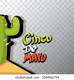 Cinco de Mayo banner with hand drawn calligraphy lettering. Mexican fiests holiday vector background. Cinco de Mayo calligraphic greeting card or icon