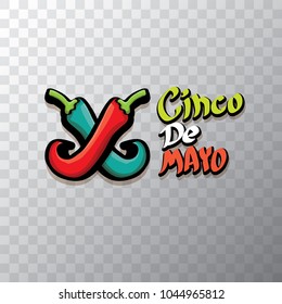 Cinco de Mayo banner with hand drawn calligraphy lettering. Mexican fiests holiday vector background. Cinco de Mayo calligraphic greeting card or icon