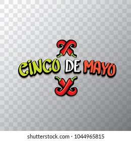 Cinco de Mayo banner with hand drawn calligraphy lettering. Mexican fiests holiday vector background. Cinco de Mayo calligraphic greeting card or icon